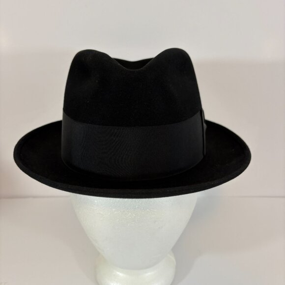Vintage Bradford Ltd Black Wool Felt Fedora 7-1/8 - Picture 5 of 10